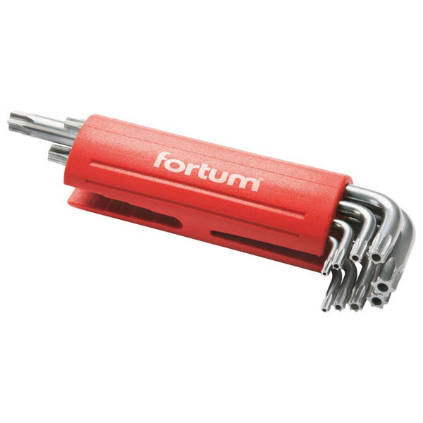 lyukas torx kulcs klt., hosszú, 9db, T10-50, S2, 10db/cse; T10-T15-T20-T25-T27-T30-T40-T45-T50, műanyag  markolat