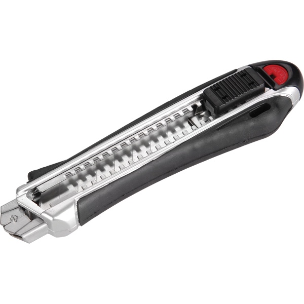 univerzális vágókés,csavaros rögz.,rozsdament. acél fémház, gumis,tripla vágóél;18mm,5db törhető penge, pótpenge:4780001