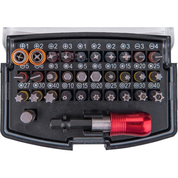 bit klt., 32db,  1/4" bit, S2, lapos,PH,PZ,Imbusz,Torx, lyukasTorx, mágneses bittartó, adapter