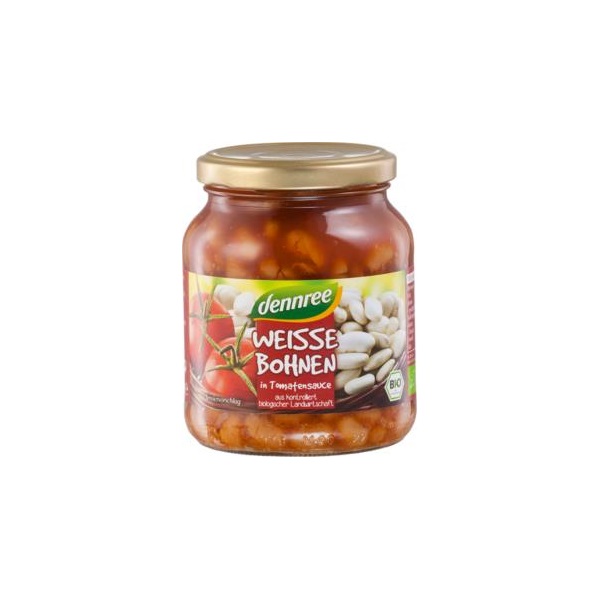 KILISTÁZVA - Fehérbab paradicsomszószban konzerv üveges 350g, Dennree Bio
