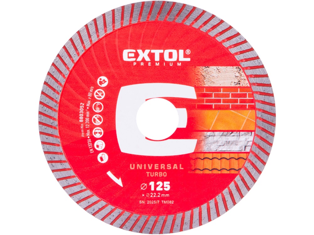 gyémántvágó TURBO gránit/kerámia; 125×22,2mm, max.12.200 ford/perc
