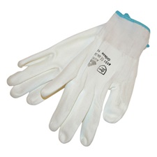 Kötött kesztyű fehér nylon, XXL-es méret, 11` poliuretánba mártott teny. és ujjhegy., gumírozott mandzsetta