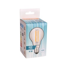 LED-es villanykörte  4W; 400 lumen (40W hagyomány.), Filament LED, E14 foglalat, Meleg Fehér színű, A++ energ.oszt.