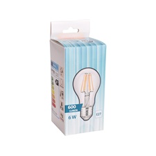 LED-es villanykörte  6W; 600 lumen (60W hagyomány.), Filament LED, E27 foglalat, Meleg Fehér színű, A++ energ.oszt.
