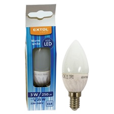 LED-es villanykörte "gyertya izzó" 3W, 250 lumen (25W hagyományos), E14 foglalat, 3000K-Meleg Fehér színű, A ener.oszt.