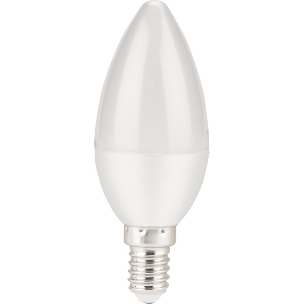 LED-es villanykörte "gyertya izzó" 5W; 450 lumen (45W hagyományos), E14 foglalat, 6500K Hideg Fehér, A+ energ.oszt.