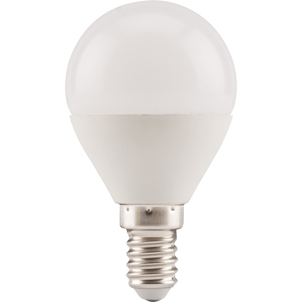 LED-es villanykörte "kisgömb izzó" 5W; 410 lumen (40W hagyomány.), E14 foglalat, 2800K-Meleg Fehér színű, A+ energ.oszt.