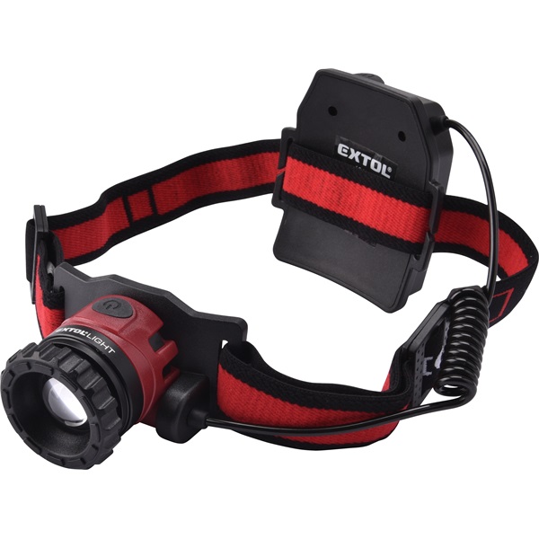 LED fejlámpa, 10 W, CREE XPL, 450 Lumen; tölthető akkuval, zoom + 3 funkció (teljes/ 1/4 fényerő, villogás), fehér+piros