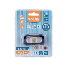LED fejlámpa, 5 W, CREE XPG, 130 Lumen; 40m hatótávolság, tölthető akkuval, 6 funkció, cseppálló: IPX5