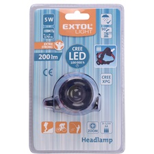LED fejlámpa, 5 W, CREE XPG, 200 Lumen; zoom + 3 funkció (teljes/negyed fényerő, villogás), elem nélkül