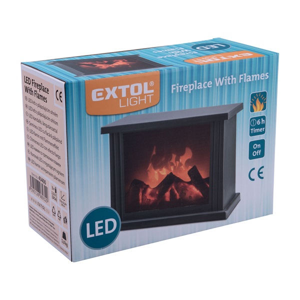 LED kandalló, dekorációs, láng imitációval, elem nélkül