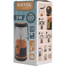 LED kemping lámpa, 3 W,  150 Lumen, 3 funkciós; (teljes/fél fényerő, villogás), elem nélkül