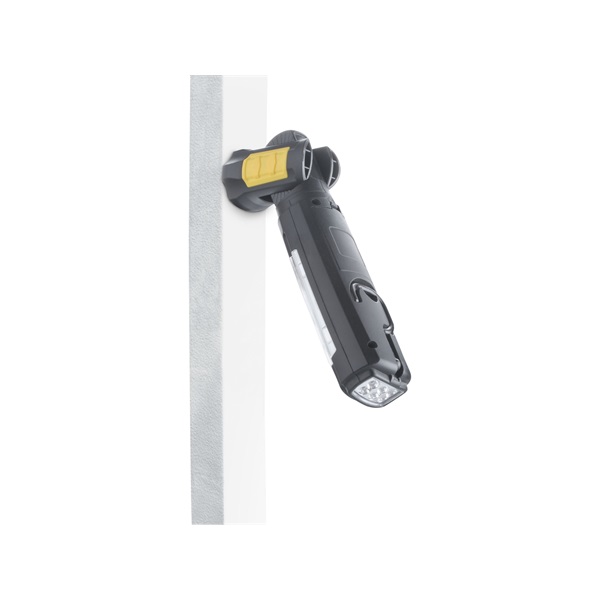 LED lámpa, 3 W COB + 6 LED, 280 Lumen, műanyag ház, mágnes+ akasztó, gumis markolat, elem nélkül