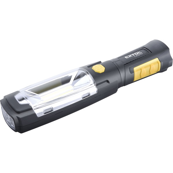 LED lámpa, 3 W COB + 6 LED, 280 Lumen, műanyag ház, mágnes+ akasztó, gumis markolat, elem nélkül