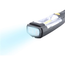 LED lámpa, 3 W COB + 6 LED, 280 Lumen, műanyag ház, mágnes+ akasztó, gumis markolat, elem nélkül