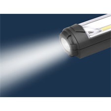 LED lámpa, 5 W COB + 5 LED, 450 Lumen, műanyag ház, mágnes+ akasztó, gumis markolat, elem nélkül