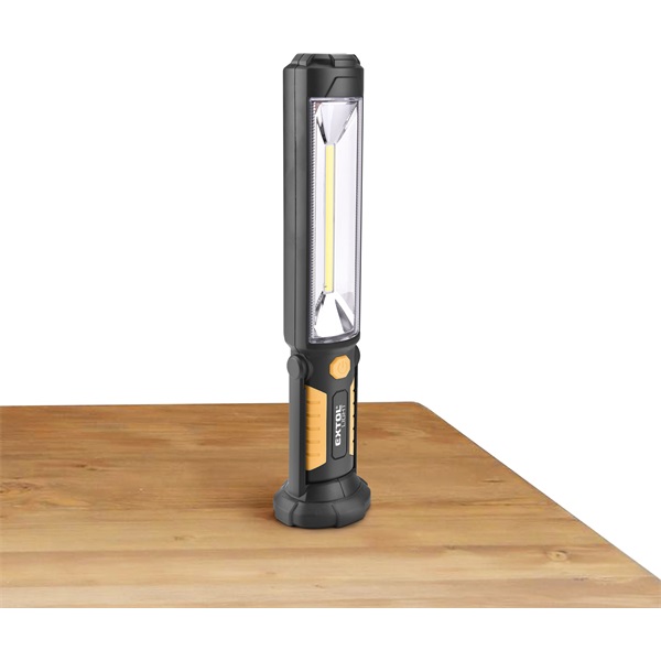 LED lámpa, 5 W COB + 5 LED, 450 Lumen, műanyag ház, mágnes+ akasztó, gumis markolat, elem nélkül