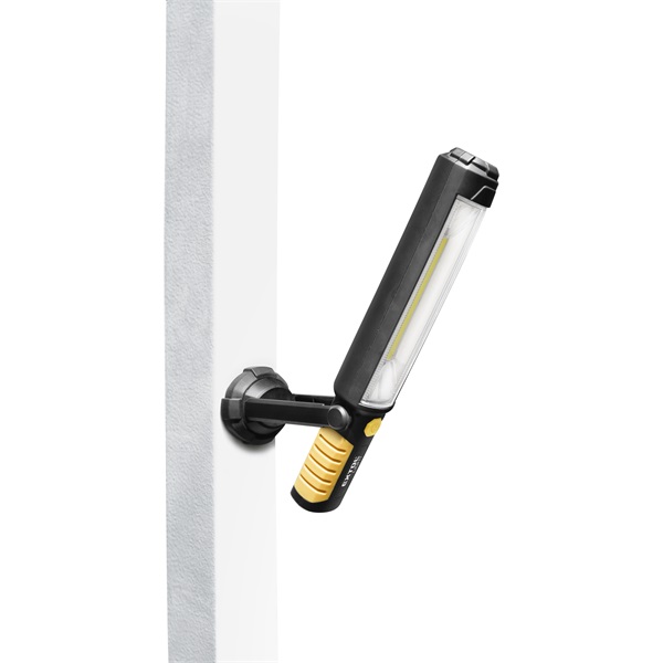 LED lámpa, 5 W COB + 5 LED, 450 Lumen, műanyag ház, mágnes+ akasztó, gumis markolat, elem nélkül