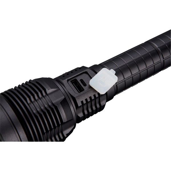 LED lámpa, 60 W COB LED; 8000 Lm, ALU ház, zoom, USB újratölthető Li-ion akkus, 5000 mAh, Power Bank funkció