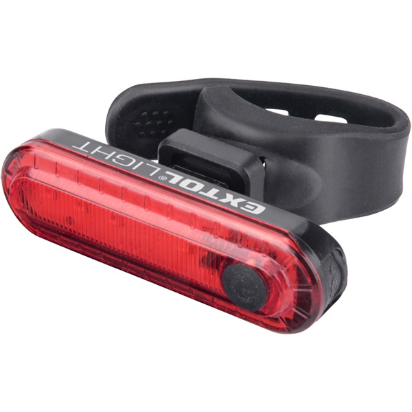 LED lámpa, biciklis, hátsó piros LED; 30 Lm, ABS ház, USB újratölthető beépített Li-polimer akku, 220 mAh
