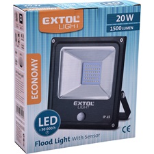LED lámpa, falra szerelhető reflektor; mozgásérzékelővel, 20W, 1500 Lm, IP65, 230V/50Hz, 0,72 kg