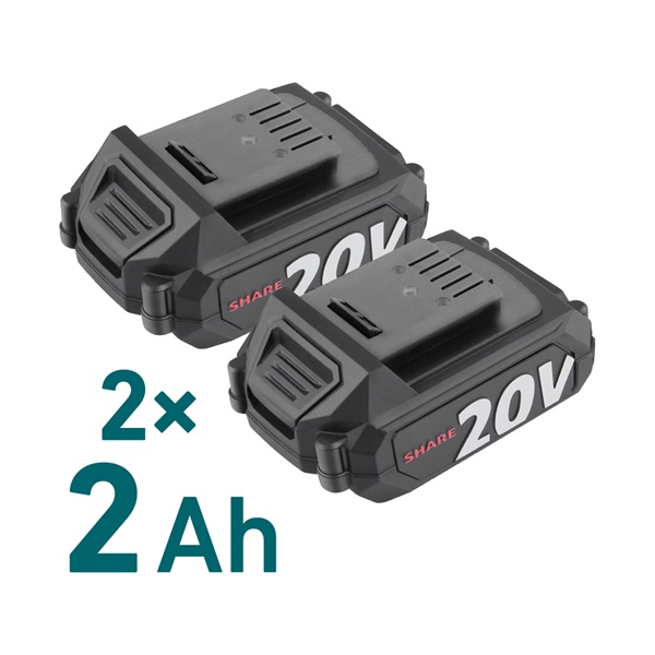 akkus fűnyíró gép, SHARE20V, 20V,  AKKU és TÖLTŐ NÉLKÜL! vágási kapacítás 43cm, állítható magasság, szénkefe mentes