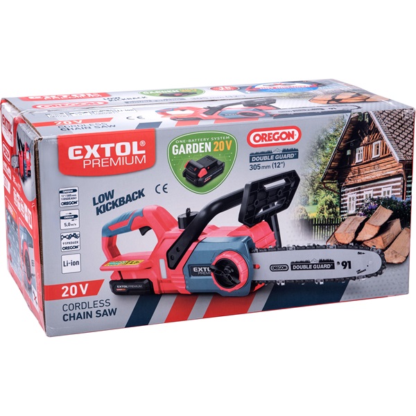 akkus láncfűrész gép, Garden20V, 20V, AKKU és TÖLTŐ NÉLKÜL!, vezetőhossz 305mm, Oregon lánc és vezető