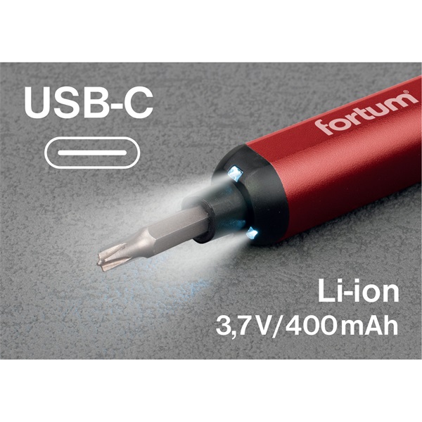 akkus órás csavarhúzó klt. 125db, beépített 3,7 V 400 mAh Li-ion akku, USB tölthető