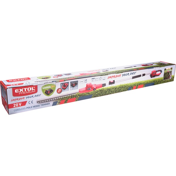 akkus sövényvágó gép, Garden20V, ALU teleszkópos rúddal, 20V, 2000mAh Li-ion akku és töltővel