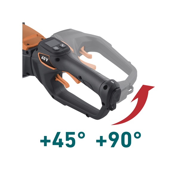 akkus sövényvágó gép, szénkefementes, 60V (1500W),  AKKU és TÖLTŐ NÉLKÜL!
