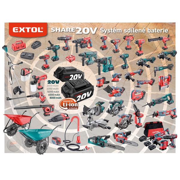 akkus szablyafűrészgép, Share20V, Li-ion, 1db akku, 1db töltő, 2000 mAh, 0-3000 ford/perc