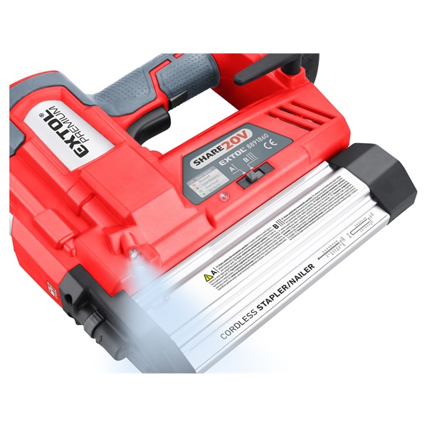 akkus szög- és kapocs belövő gép, Share20V, 20V, Li-ion, 1db akku, 1db töltő, 2000 mAh, 100 lövés/perc