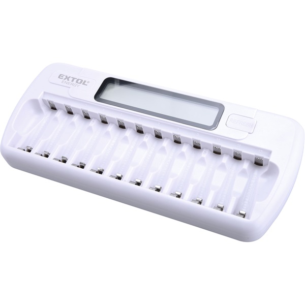 akkutöltő, AA és AAA NiMh ceruza akkukhoz, mikroprocesszoros, intelligens; max. 12 akku, 1,2V, 0,5A/0,25A