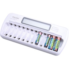 akkutöltő, AA és AAA NiMh ceruza akkukhoz, mikroprocesszoros, intelligens; max. 12 akku, 1,2V, 0,5A/0,25A