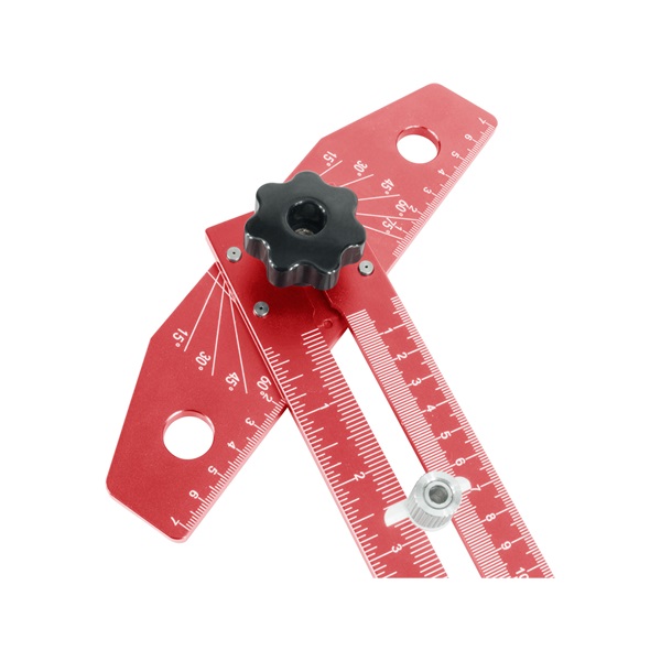 asztalos T-vonalzó és szögmérő, 350×190 mm, ALU, lézer gravírozott, mm beosztás