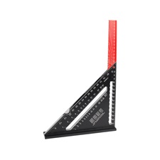 asztalos derékszög, 175 mm, ALU, lézer gravírozott, mm beosztás, 0-90° ferde beosztás, kihajtható vonalzóval