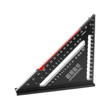 asztalos derékszög, 175 mm, ALU, lézer gravírozott, mm beosztás, 0-90° ferde beosztás, kihajtható vonalzóval