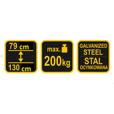 asztalosbak/festőbak állítható, összecsukható; 790mm-1300mm, max. terhelés: 200kg, saját tömeg: 5,2 kg