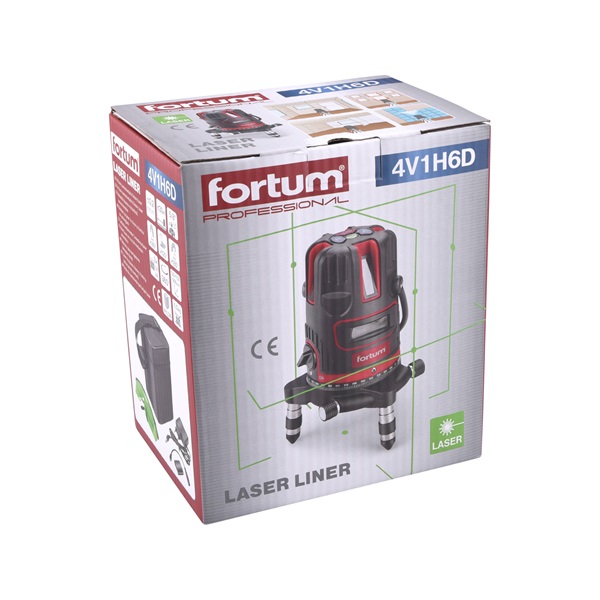 automatikus lézeres vízszintező, ZÖLD, 1H4V6D (1 horizontális+ 4 vertikális+ 6 pont) pontosság:0,2mm/1m, 5/8" menet