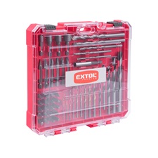 behajtó és fúró klt. 50 db Cr.V., lapos, PH, PZ, HEX, T és TTa illetve fa-, fém- és betonfúrók, műanyag tartóban