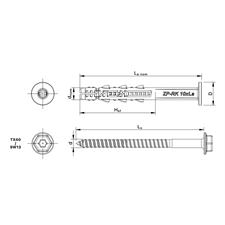 keretrögzítő dübel RK peremmel és hatlapfejű csavarral 10×80mm, 25db