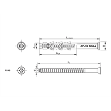 keretrögzítő dübel RS süllyesztett fejjel 10×180mm, 25db