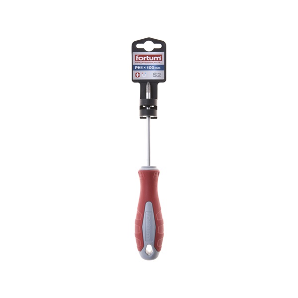 csavarhúzó, PH, S2 acél, mágneses; PH1×100mm, FORTUM