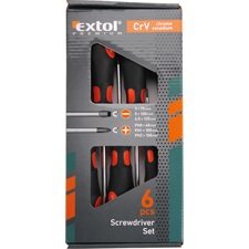csavarhúzó klt., 6db; lapos:3×75,5×100 és 6,5×125mm, PH0×60,PH1×100 és PH2×150, KIFUTÓ, helyette: 8819256
