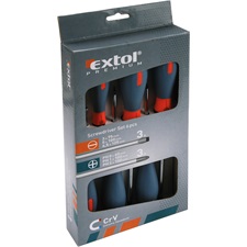 csavarhúzó klt., 6db; lapos:3×75,5×100 és 6,5×125mm, PH0×60,PH1×100 és PH2×150, KIFUTÓ, helyette: 8819256