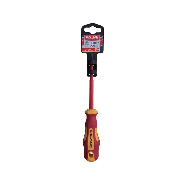 csavarhúzó szigetelt 1000V, lapos 4,0×100 mm, CrV., VDE, GS