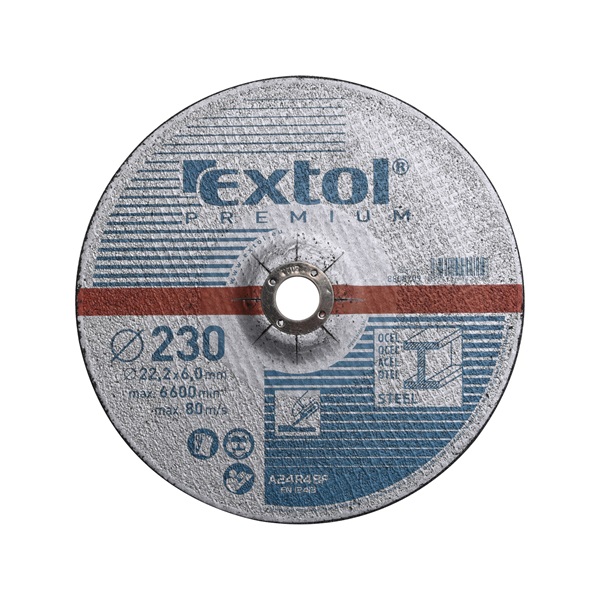 csiszoló korong acélhoz, kék; 230×6,0×22,2mm, max 6600 ford/perc