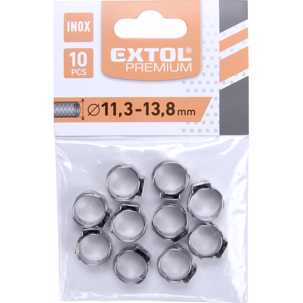 csőbilincs klt. 10db, roppantós, rozsdamentes acél, állítható, 11,3-13,8mm, 1/4"-os légtömlőhöz