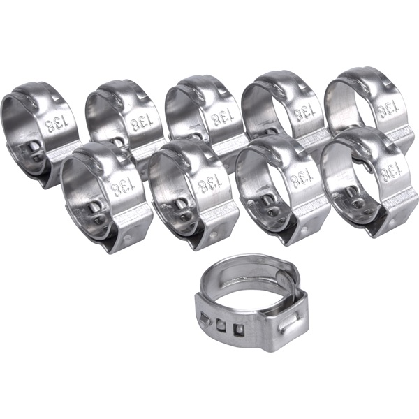 csőbilincs klt. 10db, roppantós, rozsdamentes acél, állítható, 17,8 - 21,0 mm, 1/2"-os légtömlőhöz: 8865146