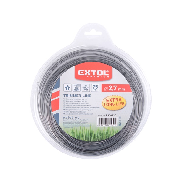 damil szegélynyíró géphez 2,7 mm, csillag keresztmetszetű, fekete közép/dual power, 75m